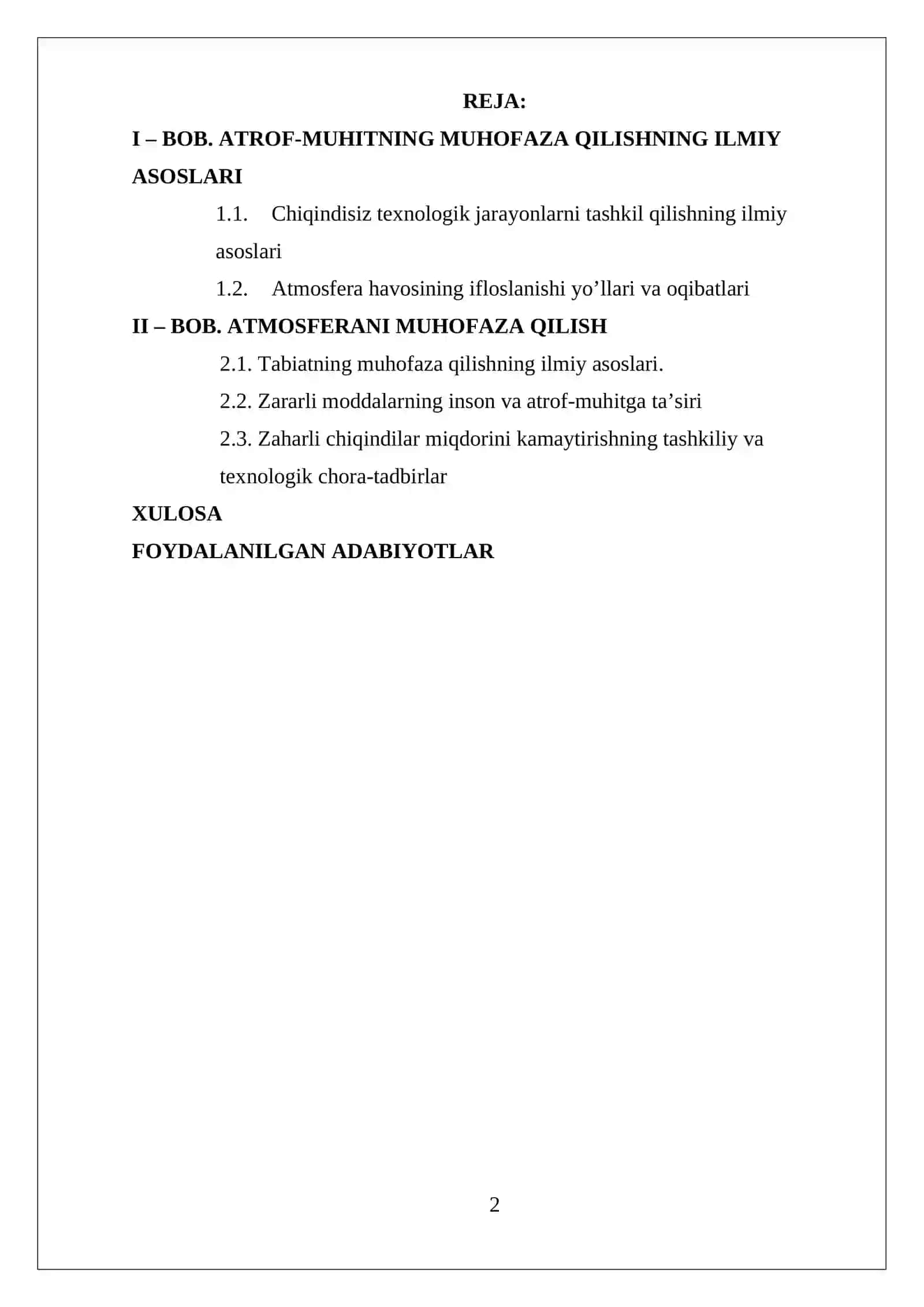 Sanoat ishlab chiqarish tarmoqlarining ekologik holati 2