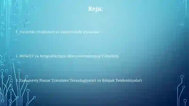 Maydoniy tiranzistirlarning rivojlanish tarixi va zamonaviy holati 2
