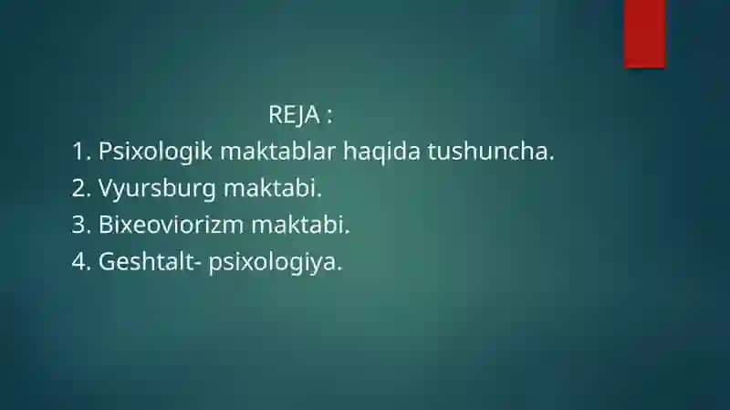 Psixalogiya  maktablari. 2