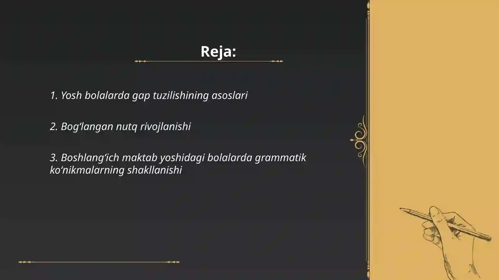 Turli yosh guruhlardagi bolalar uchun nutqning grammatik qurilishi oʻziga xosligi boyicha 2