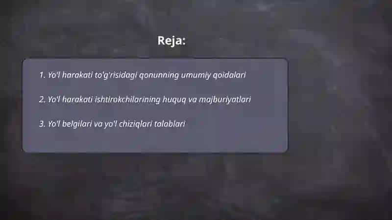 Yo'l harakati to'g'risidagi qonun 2