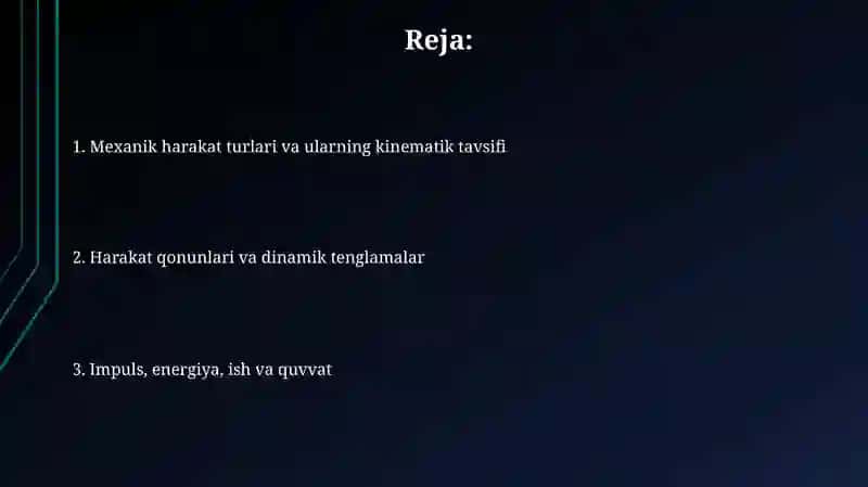 Mexanik xarakat turlar va ularni tafsiflovchi tenglamalar 2