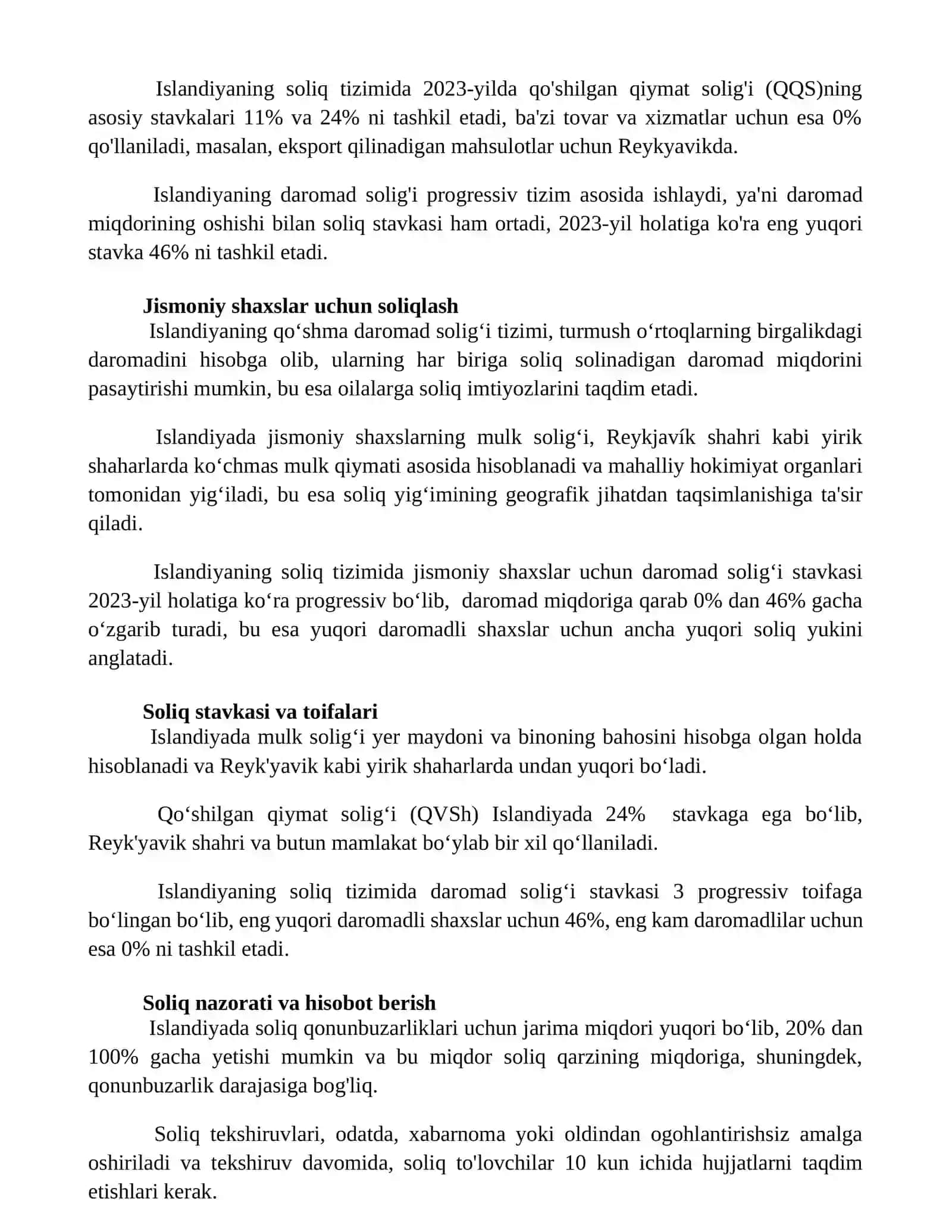 Islandiya soliq tizimi va uning o’ziga xos xususiyatlari 2