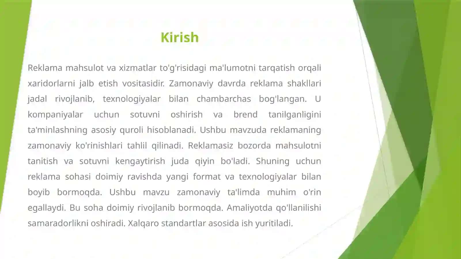 REKLAMA FAOLIYATINING ZAMONAVIY SHAKLLARI 2