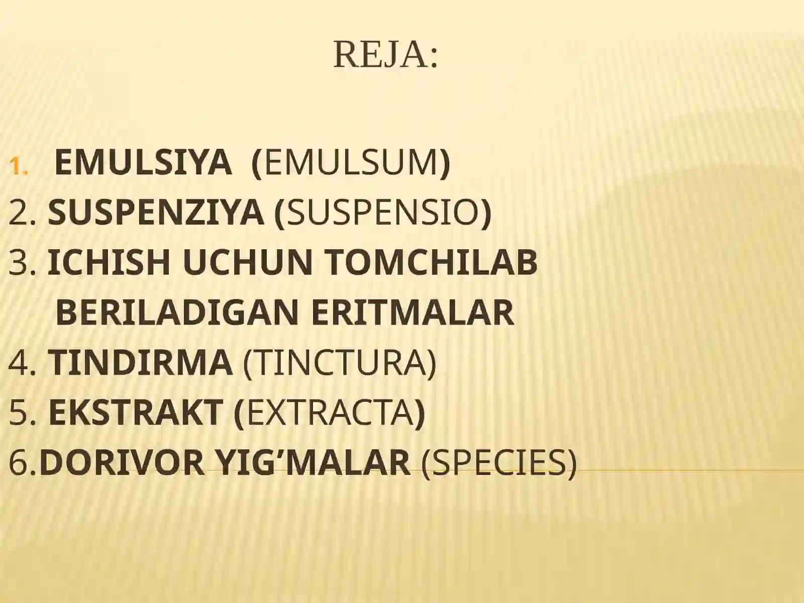 Emulsiyalar, tomchilar, tindirma, ekstraktlar va in’yeksiya dori vositalariga retsept yozish 2