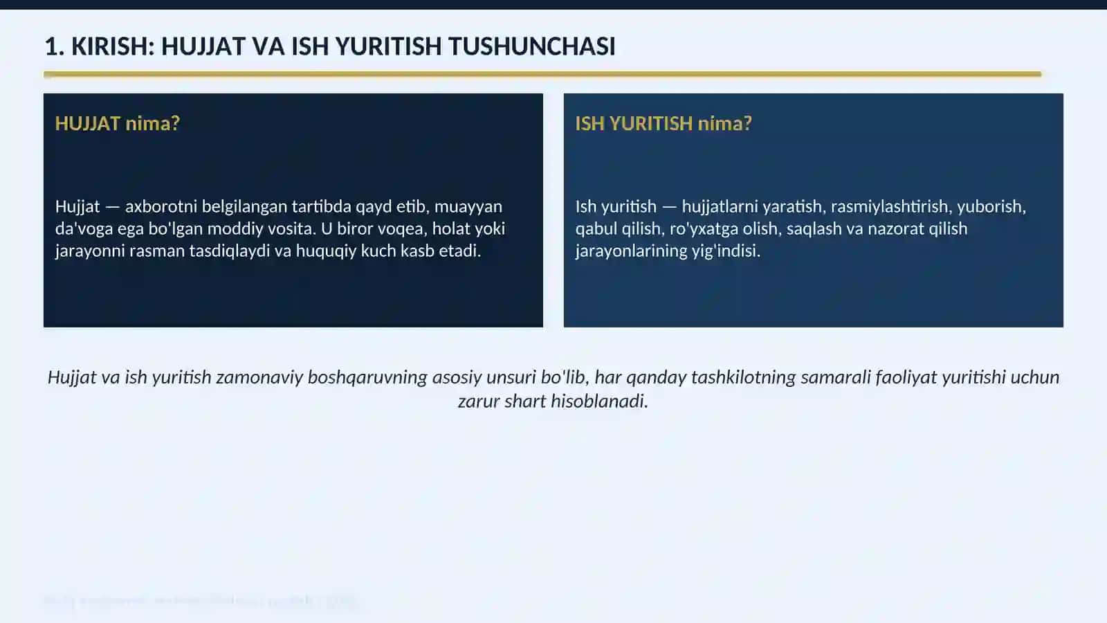 Ish yuritish tili va uslubi. Hujjat turlari va xususiyatlari 2
