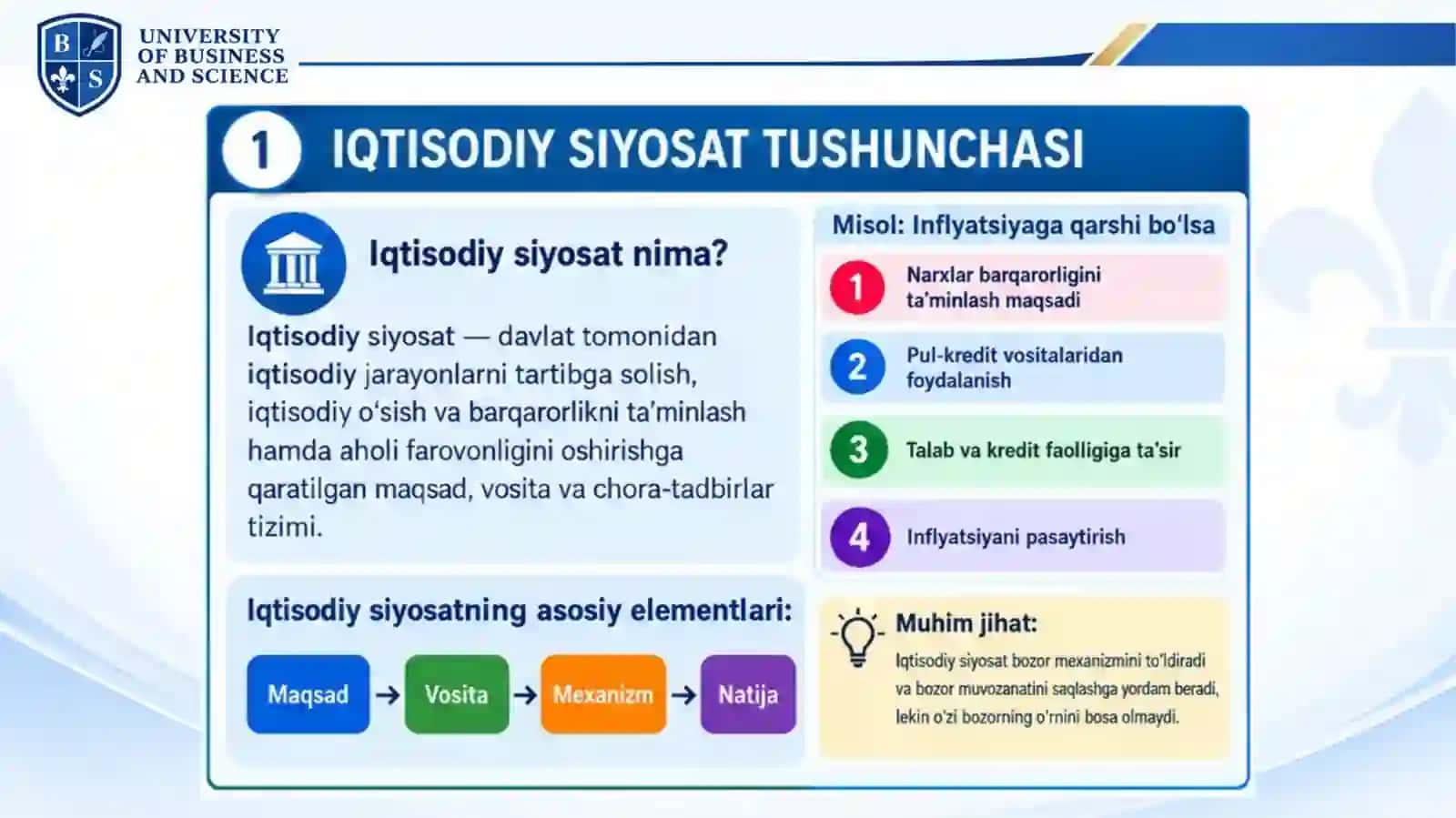 IQTISODIY SIYOSAT ASOSLARI VA TARKIBI 2