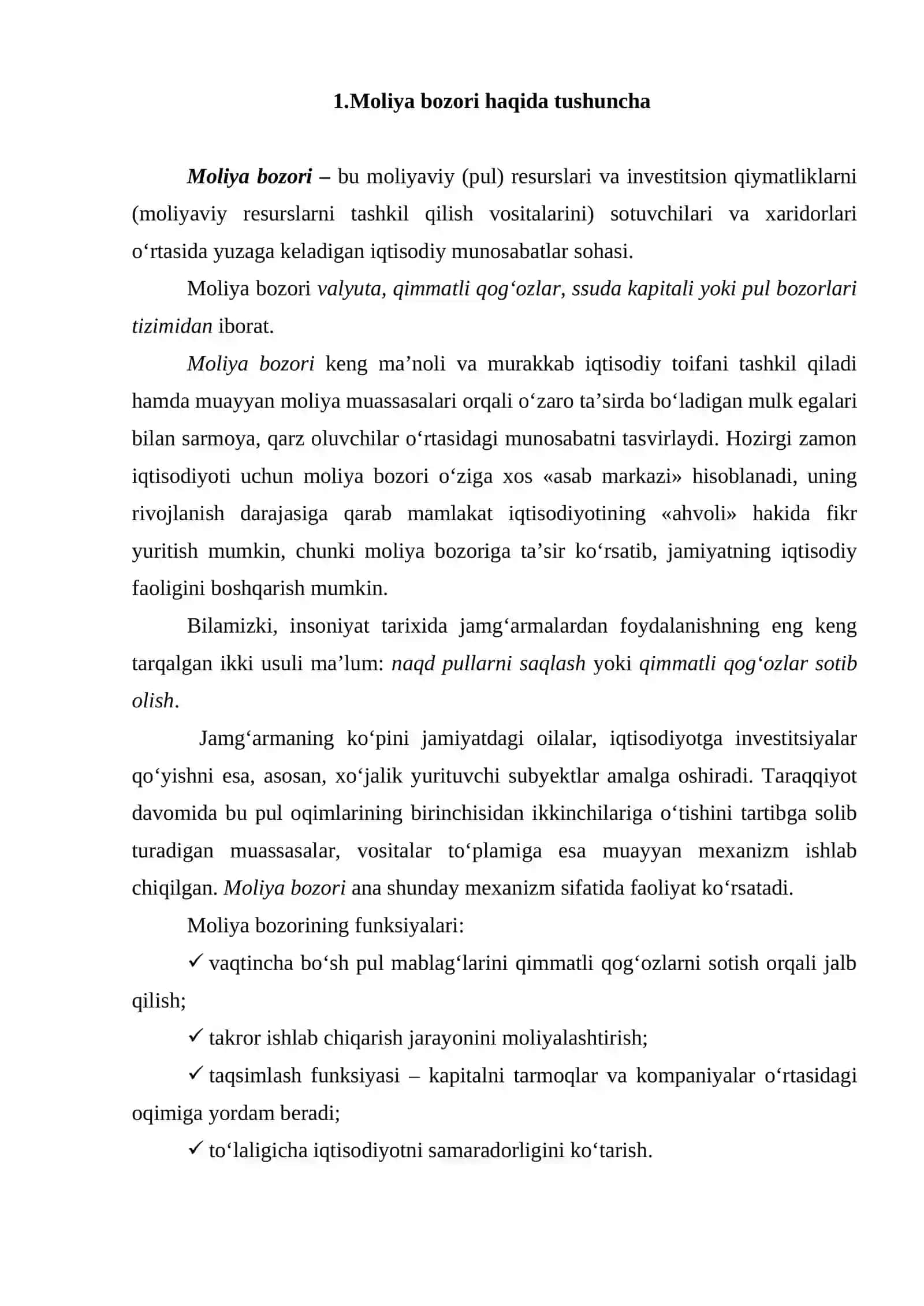 Moliya bozori haqida tushuncha 2