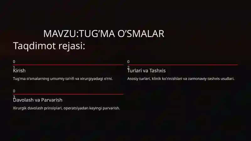 Tug’ma O’smalar 2