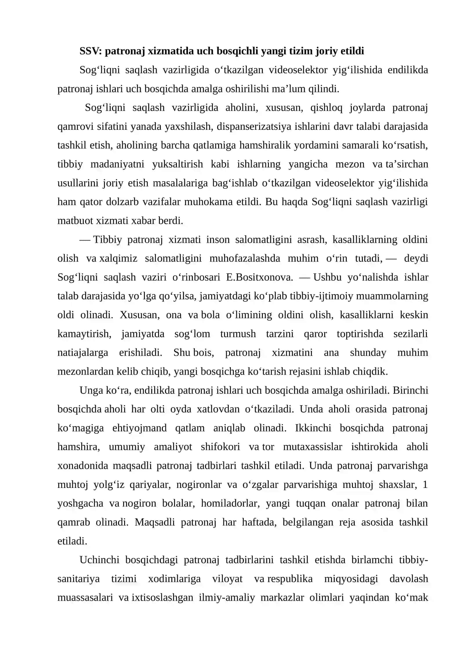 SS tizimida amalaga oshirilayotgan islohatlar 2