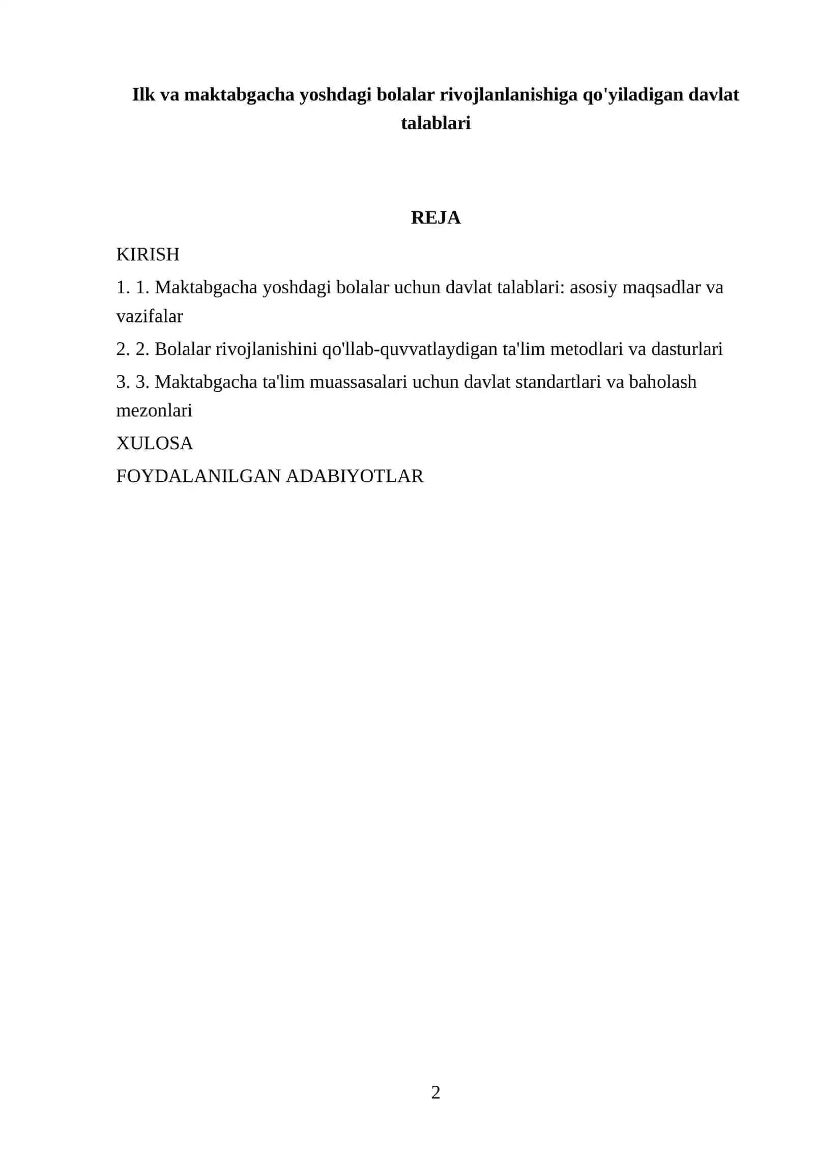 MAKTABGACHA TA'LIM XUQUQIY TARBIYA METODIKASI FANIDAN TAYYORLAGAN MUSTAQIL ISHI 2