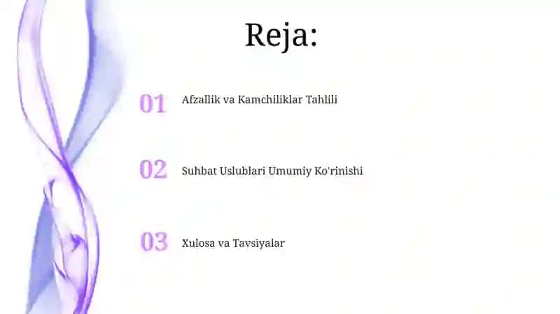 Afzallik va Kamchiliklar Tahlili 2