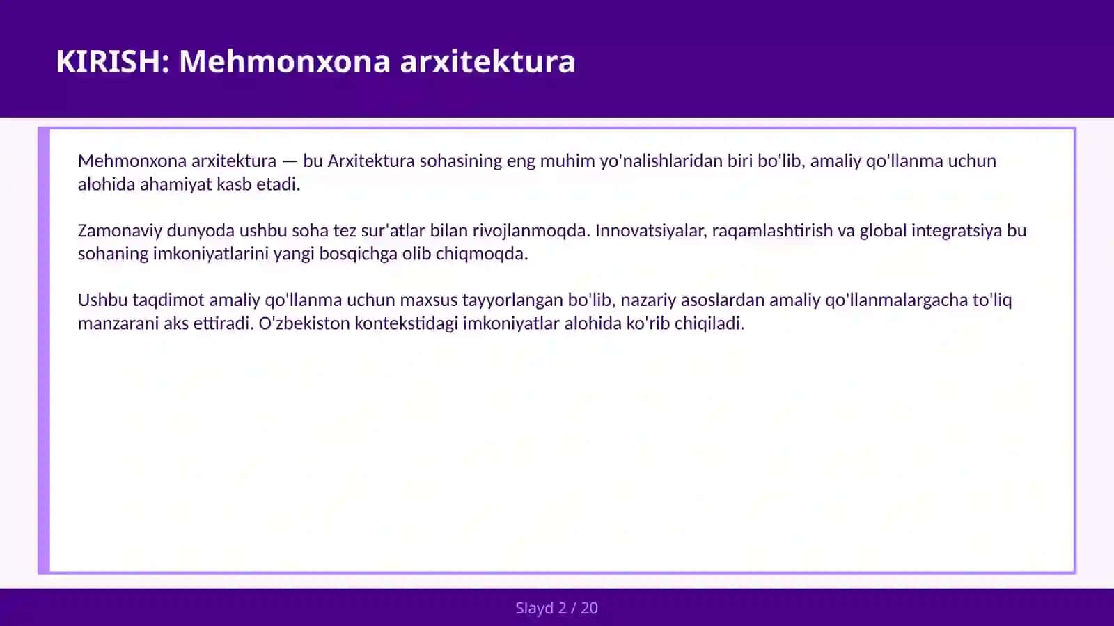 Mehmonxona arxitektura 2