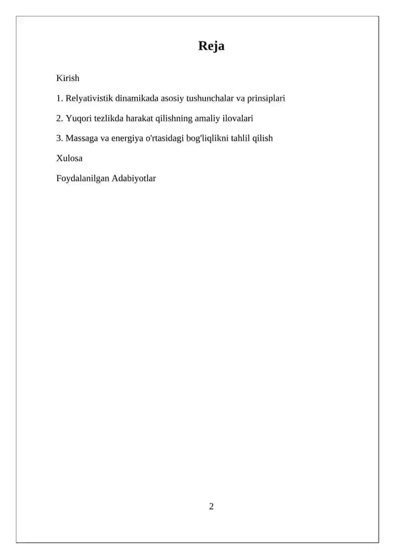 Relyativistik Dinamika 2
