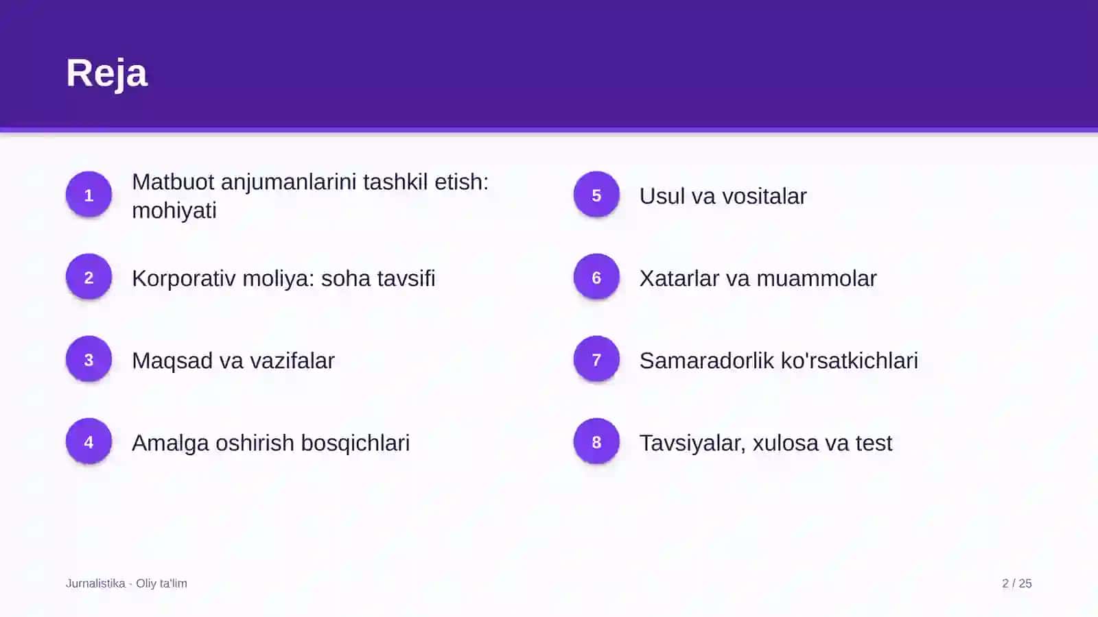 Korporativ moliyada matbuot anjumanlarini tashkil etish 2