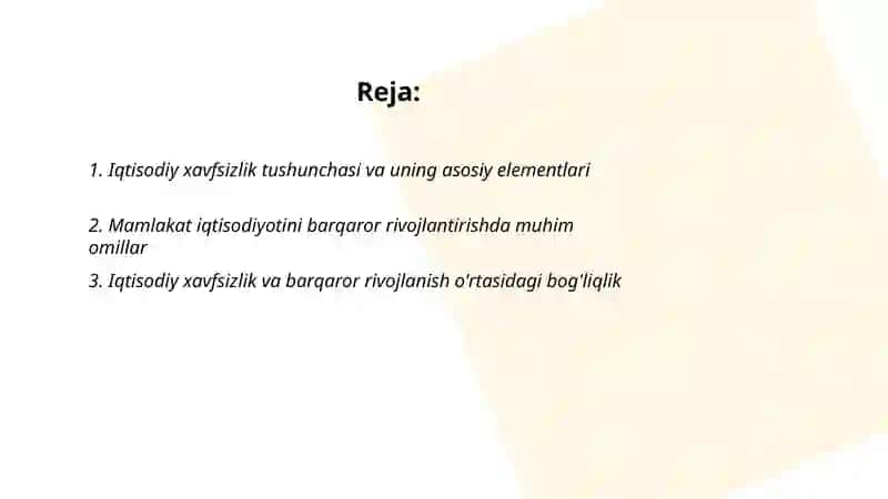 Mamlakat iqtisodiyotini barqaror rivojlantirishda iqtisodiy xavfsizlikning roli 2