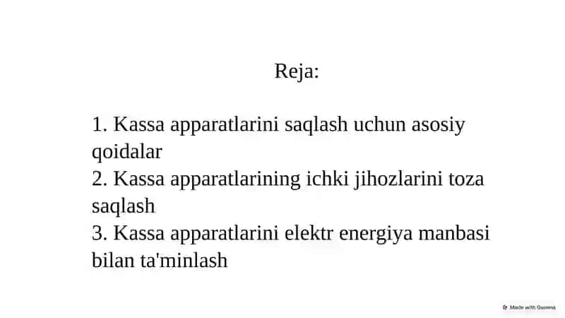 Kassa apparatlarini saqlash va sozlash. 2