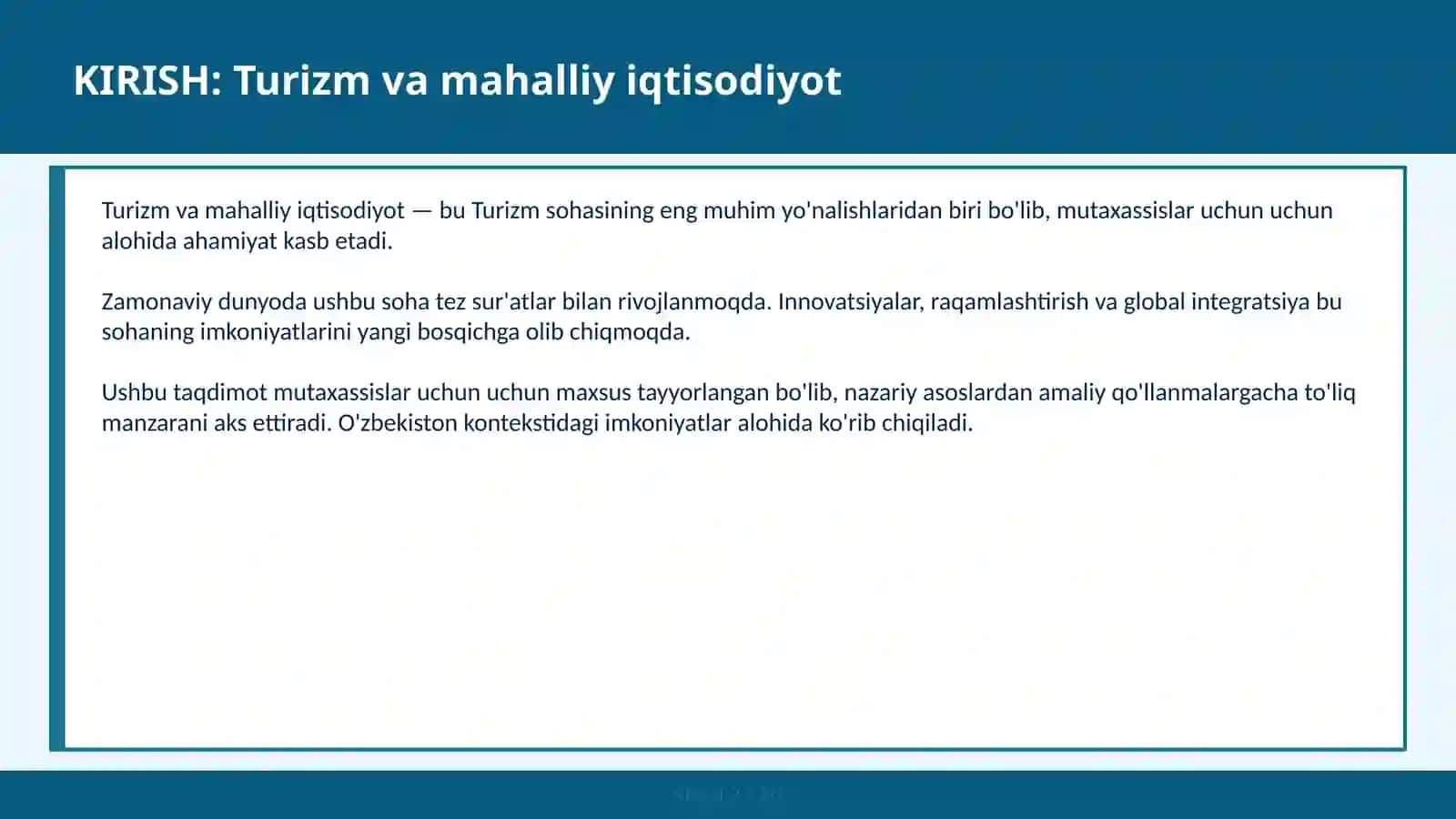 Turizm va mahalliy iqtisodiyot 2