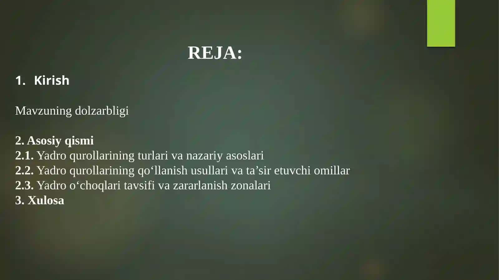 Yadro qurollari turi va qo’llanish usullari 2