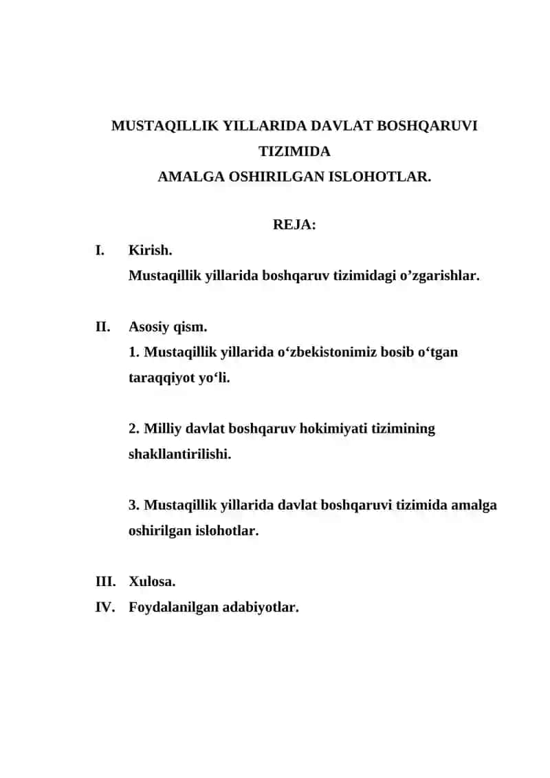 Mustaqillik Yillarida Davlat Boshqaruv Tizimida Amalga Oshirilgan Ishlar 2