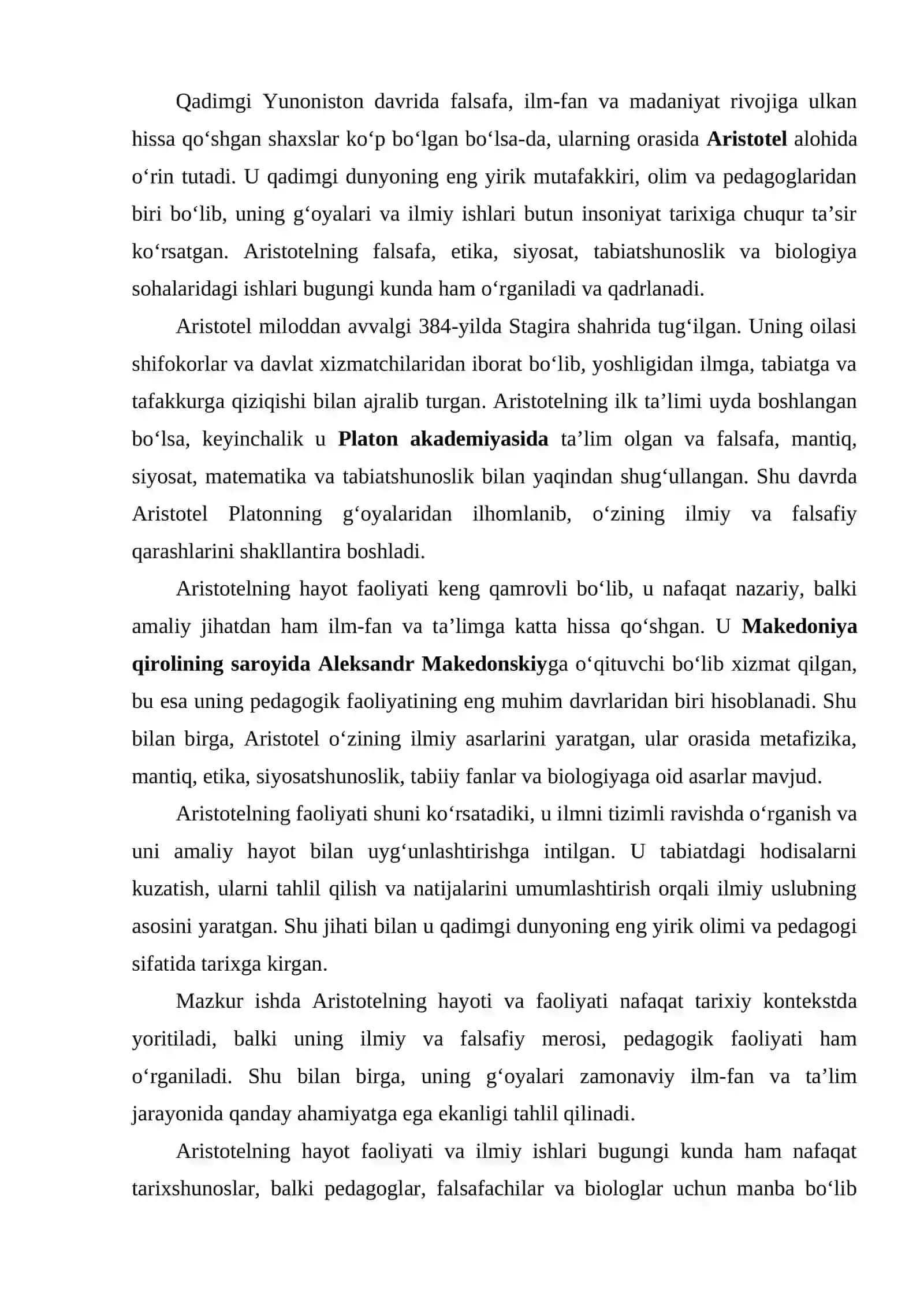 ARISTOTEL QADIMGI DUNYONING BUYUK MUTAFFAKIRI 2