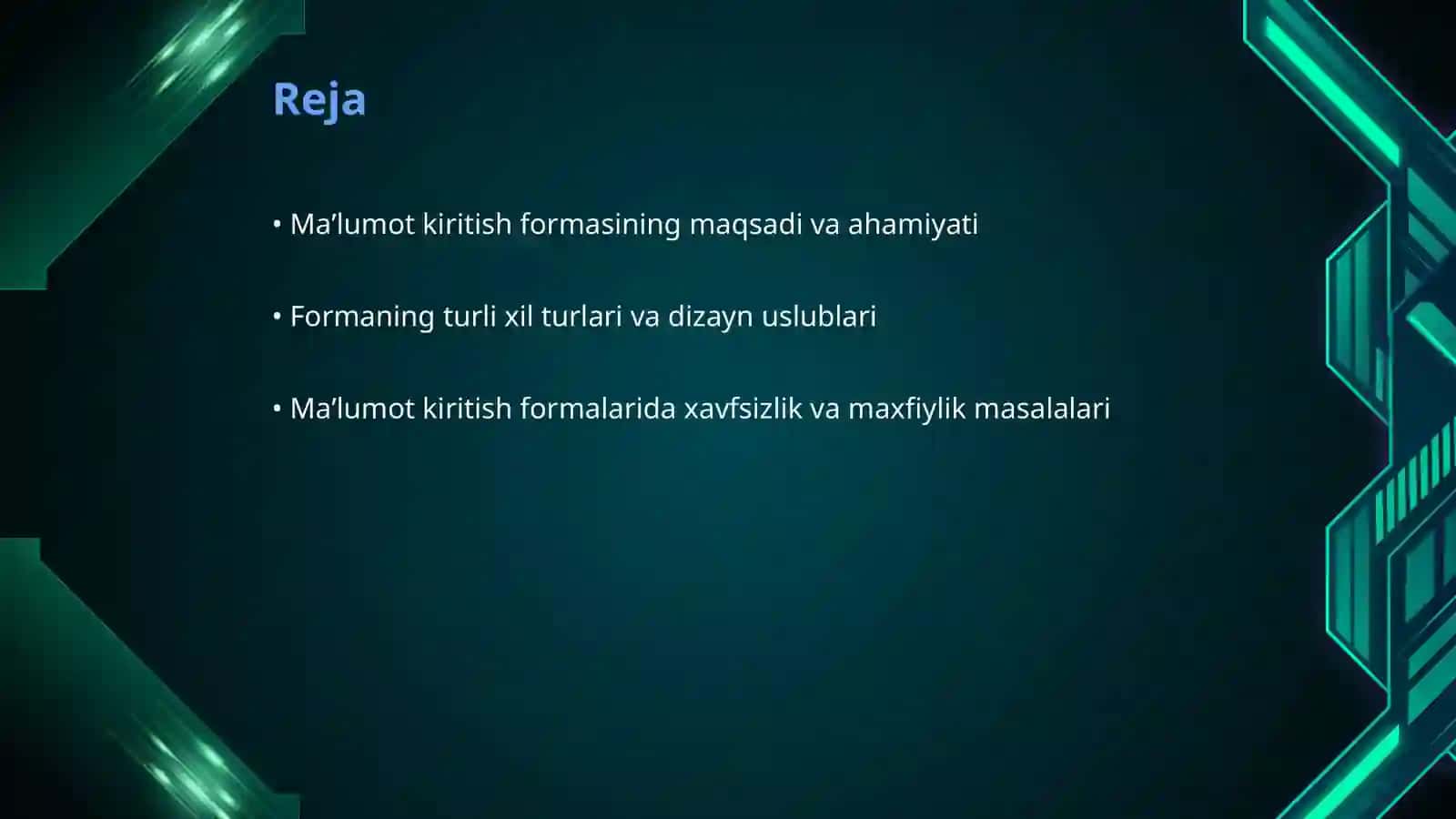 Maʼlumot kiritish formasini yaratish (Form) 2