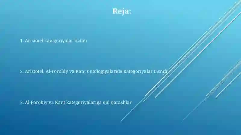 Aristotel, Farobiy va Kant ontologiyasida kategoriyalarning tasnifi 2