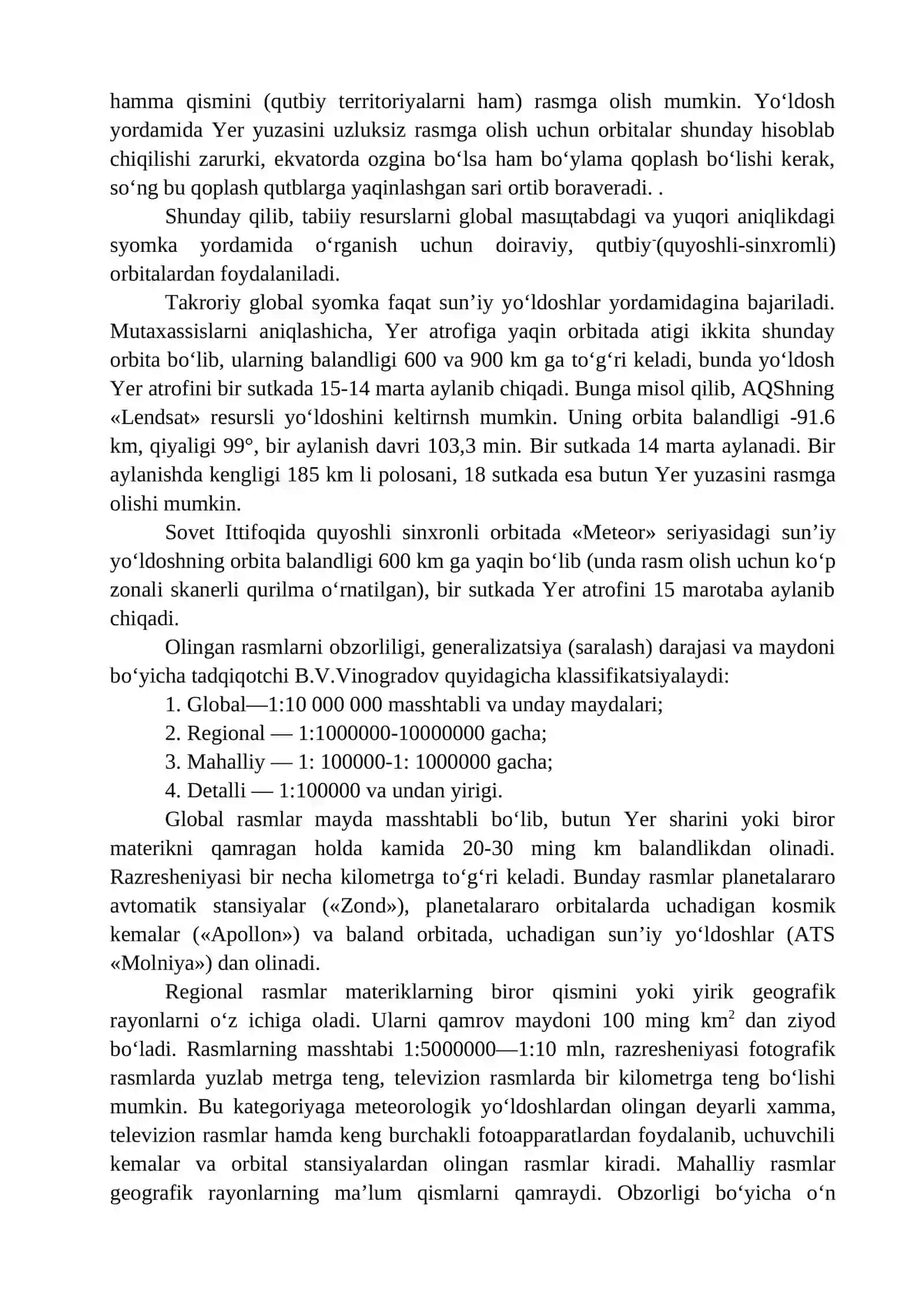 Kosmik syomkaning turlari va texnologiyasi 2