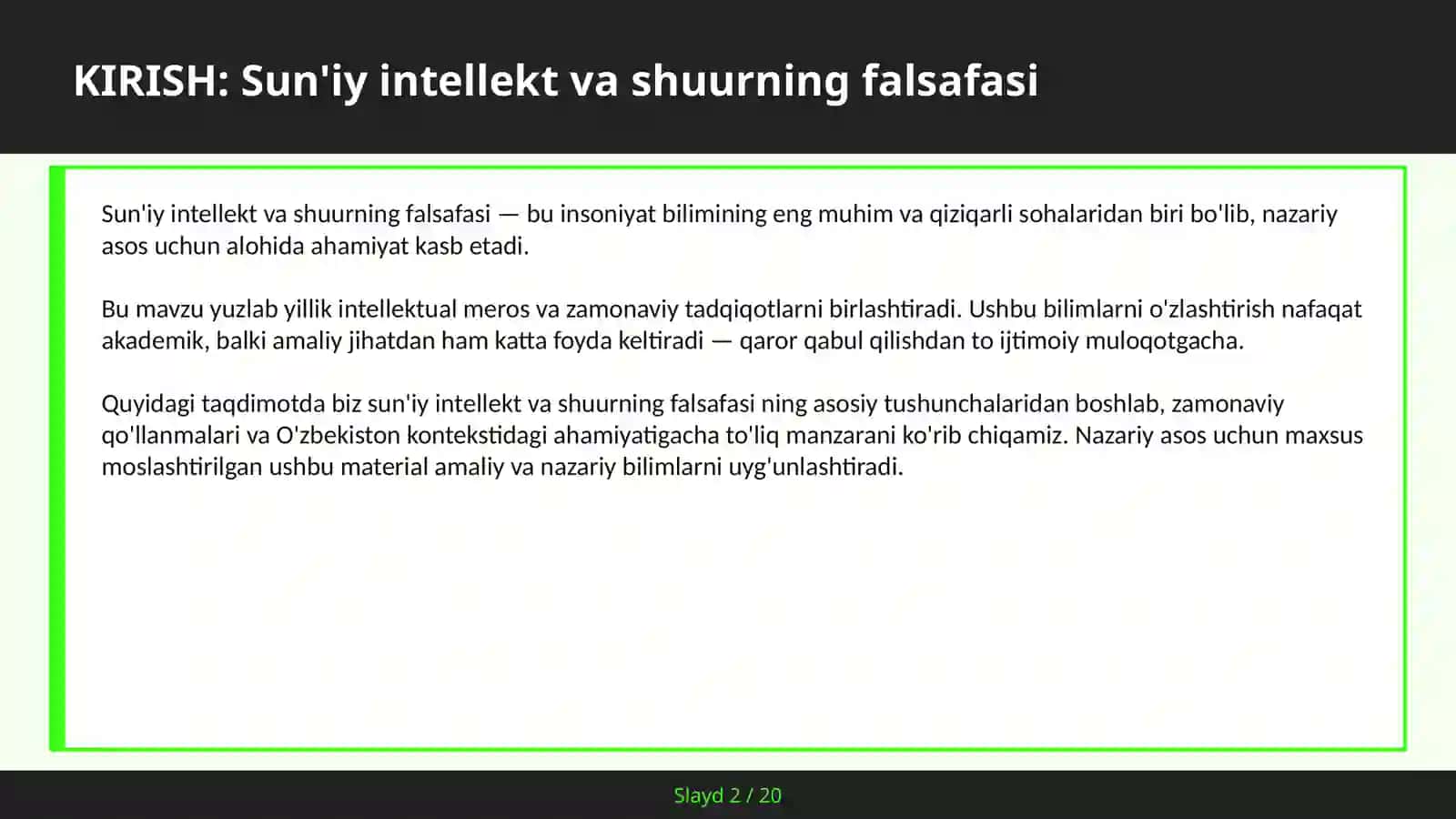 SUN'IY INTELLEKT VA SHUURNING FALSAFASI 2