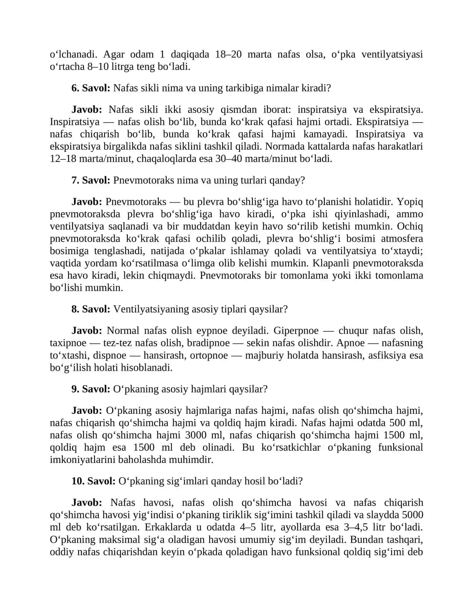 Nafas tizimining fiziologiyasi 2