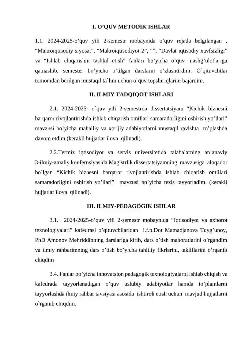 Kichik biznesni barqaror rivojlantirishda ishlab chiqarish omillari samaradorligini oshirish yo’llari 2