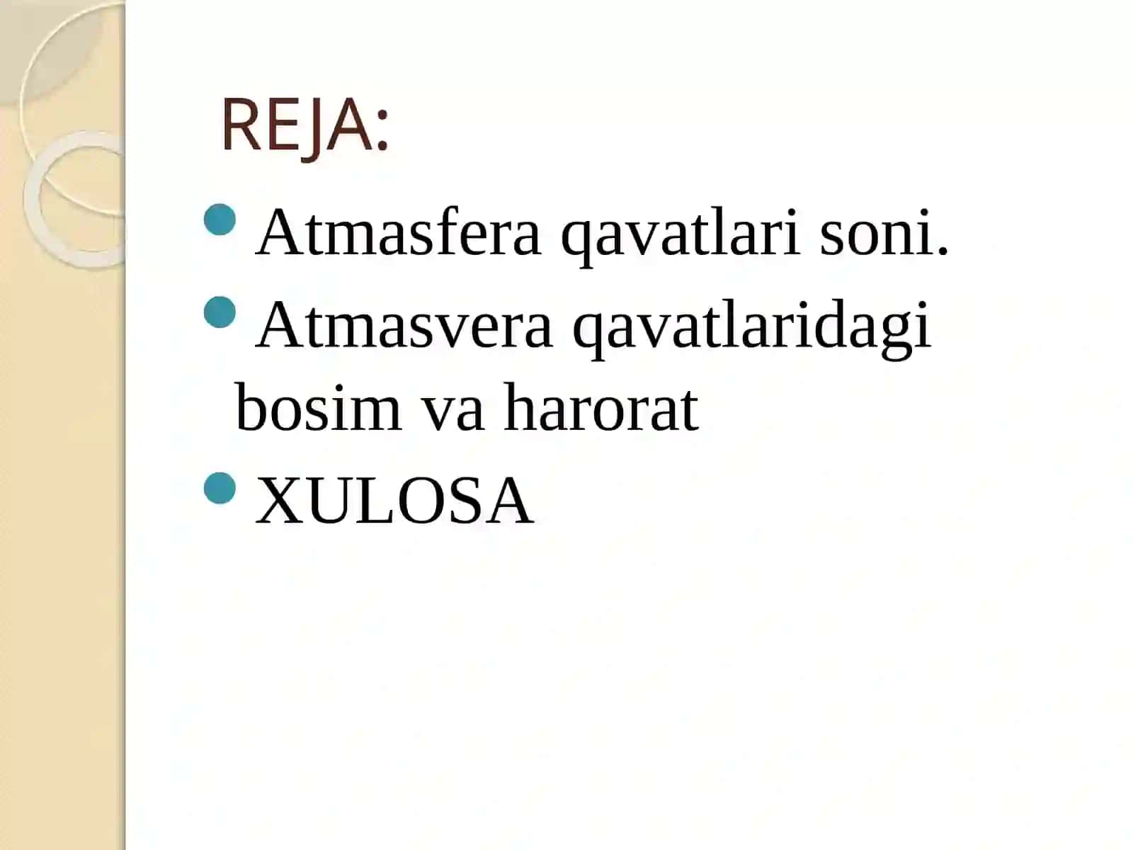 ATMASFERA QAVATLARIGA TARIF 2