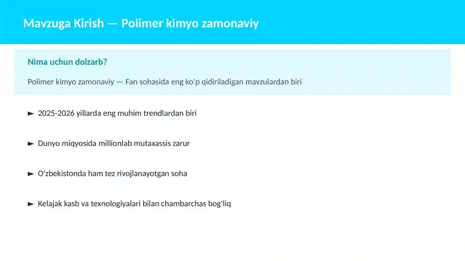Polimеr kimyo zamonaviy 2