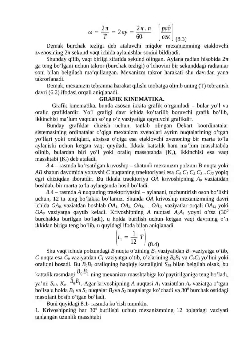 KINEMATIK DIAGRAMMALAR YORDAMI BILAN MEXANIZMLAR KINEMATIKASI 2