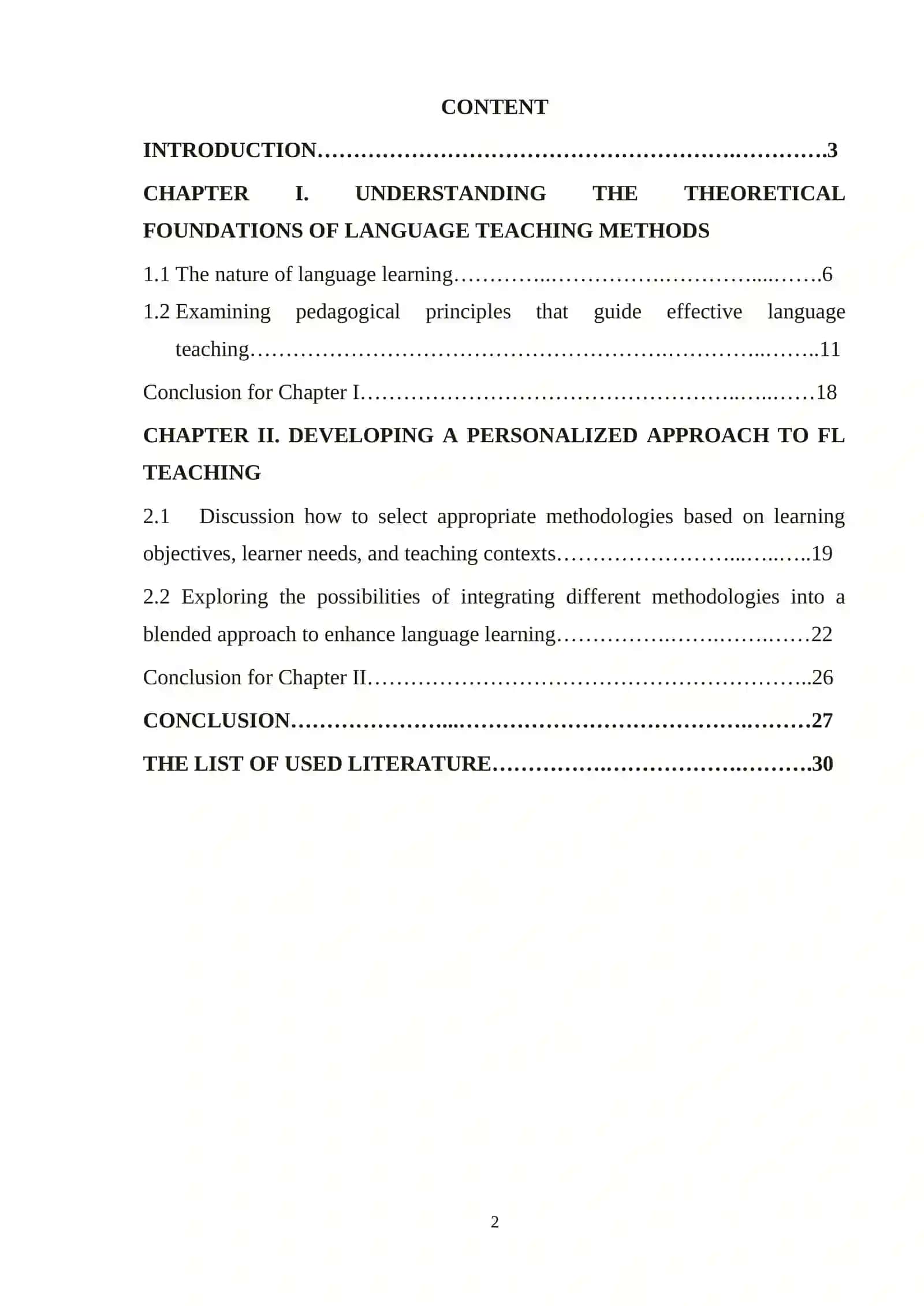 METHODS OF FOREIGN LANGUAGE (FL) TEACHING 2