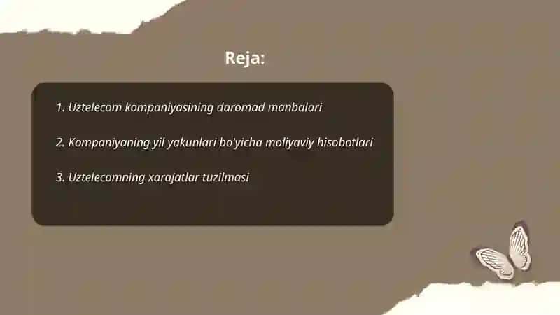 Uztelecom kompaniyasining moliyaviy holati 2