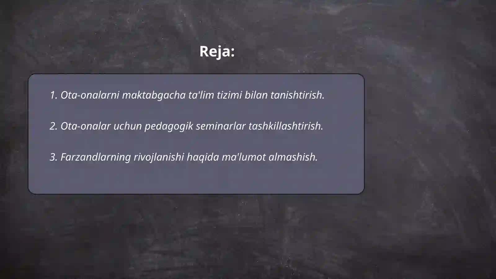 MTT da ota onalar bilan olib boriladigan ishlar boyicha yillik ish reja tuzish 2