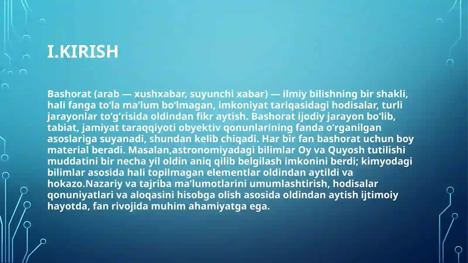 Bashorat tushunchasi va uning turlari 2