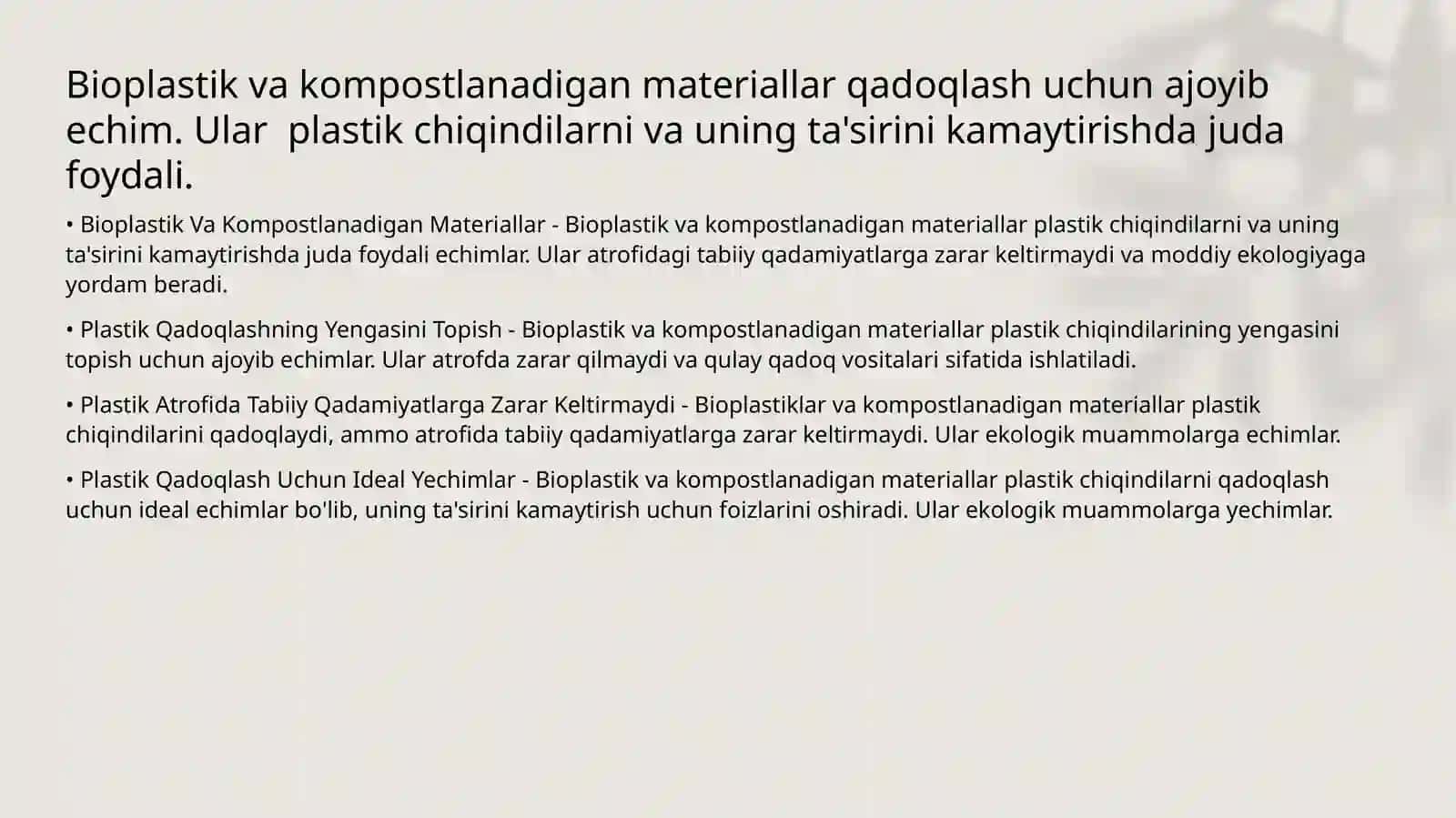 Bioplastik va Kompostlanadigan Materiallar 2