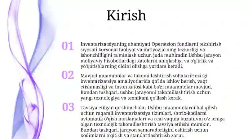 Xo'Jalik Mablaglarini Yo'Qlama Inventarizatsiya Qilish Tartibini Takomillashtirish 2