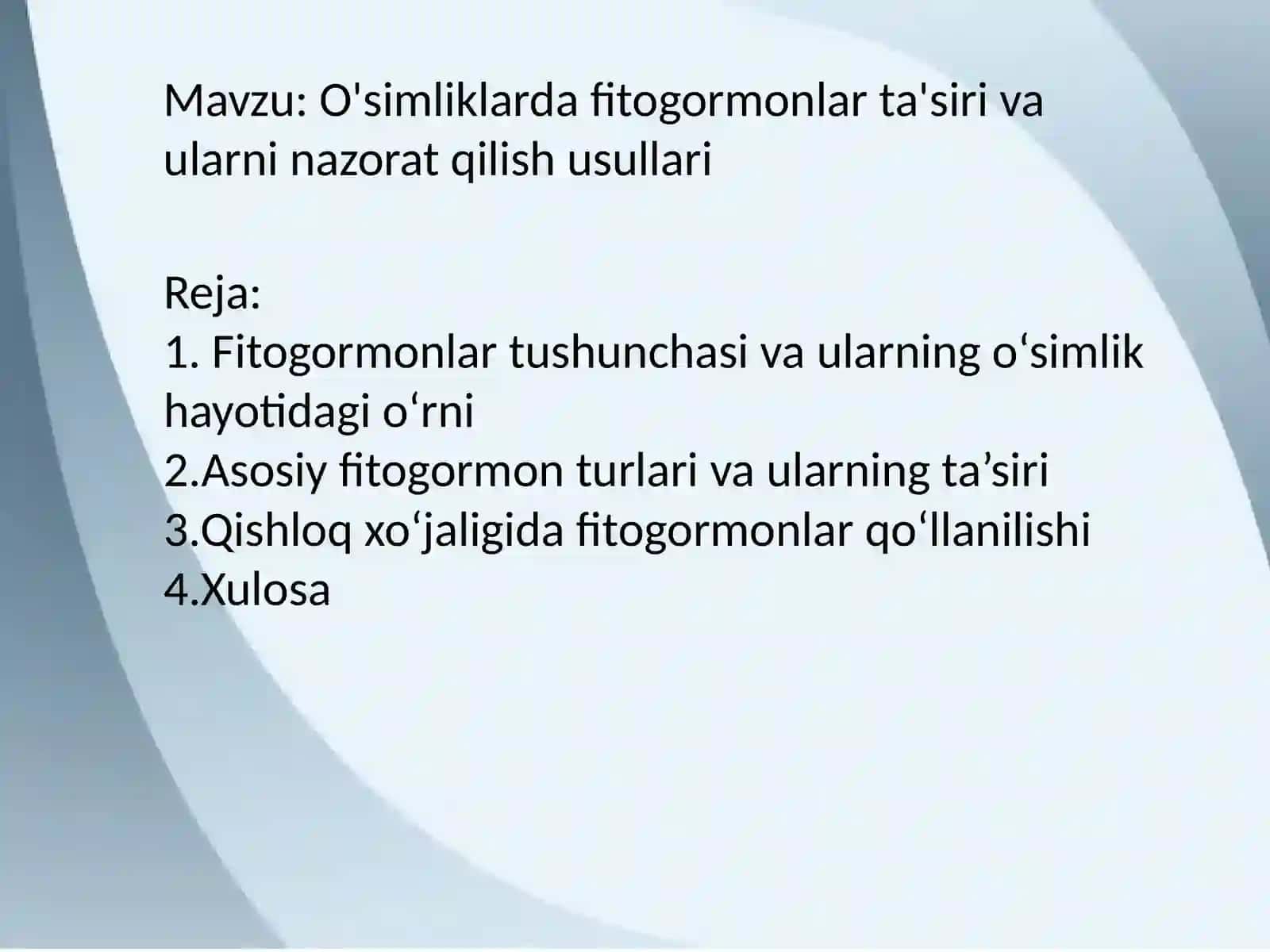 O'simliklarda fitogormonlar ta'siri va ularni nazorat qilish usullari 2