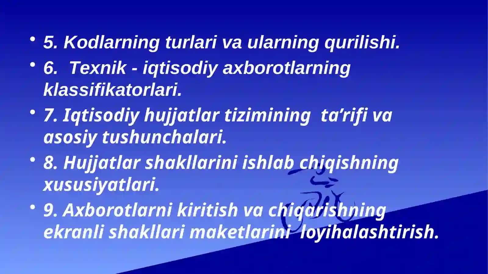 TЕXNIK-IQTISODIYAXBOROTLARKLASSIFIKATORLARIVA IQTISODIY HUJJATLAR TIZIMINI LOYIHALASHTIRISH 2