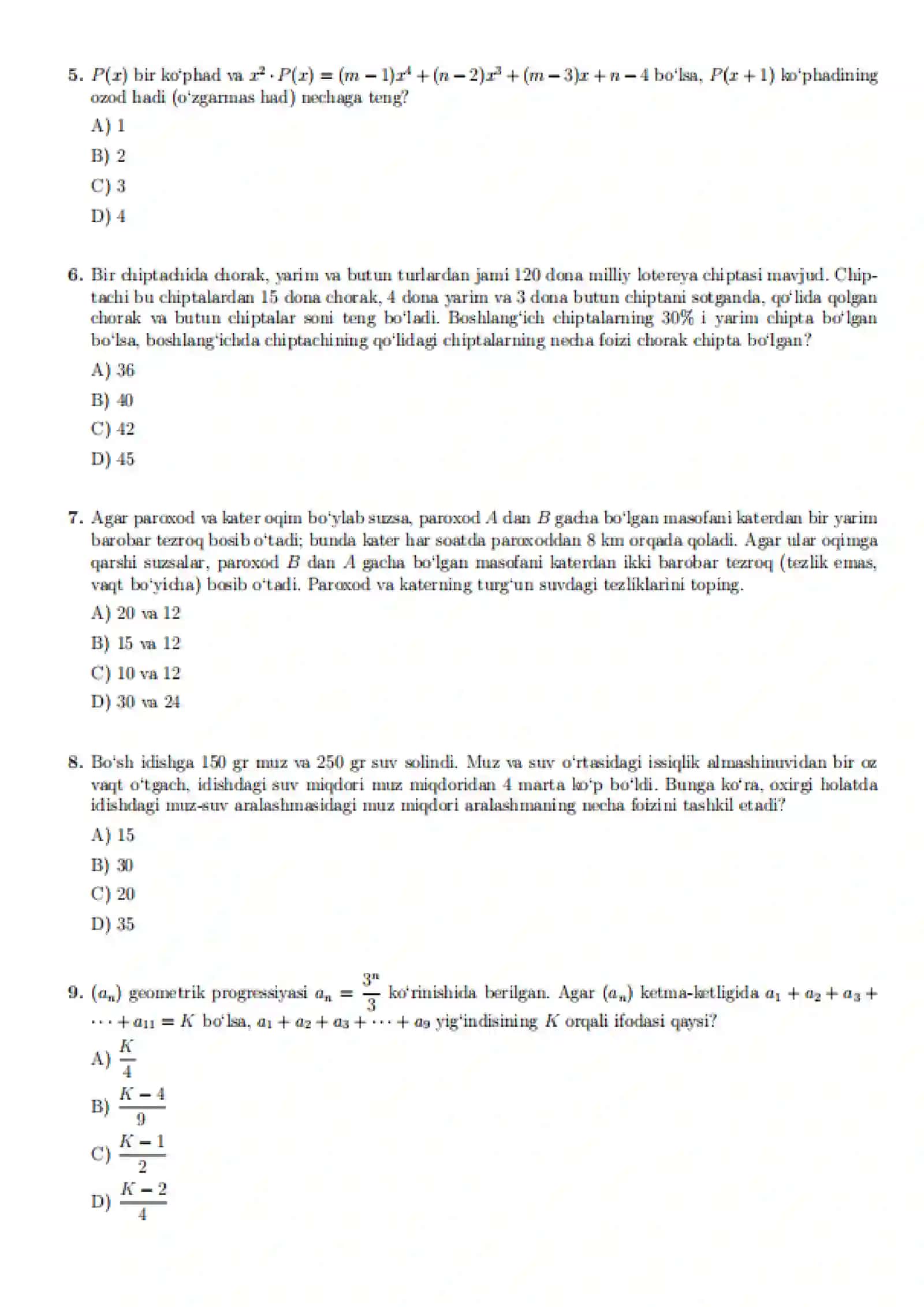 📚"Attestatsiya imtihoniga tayyorgarlik — 50 talik ORIGINAL TEST" 2