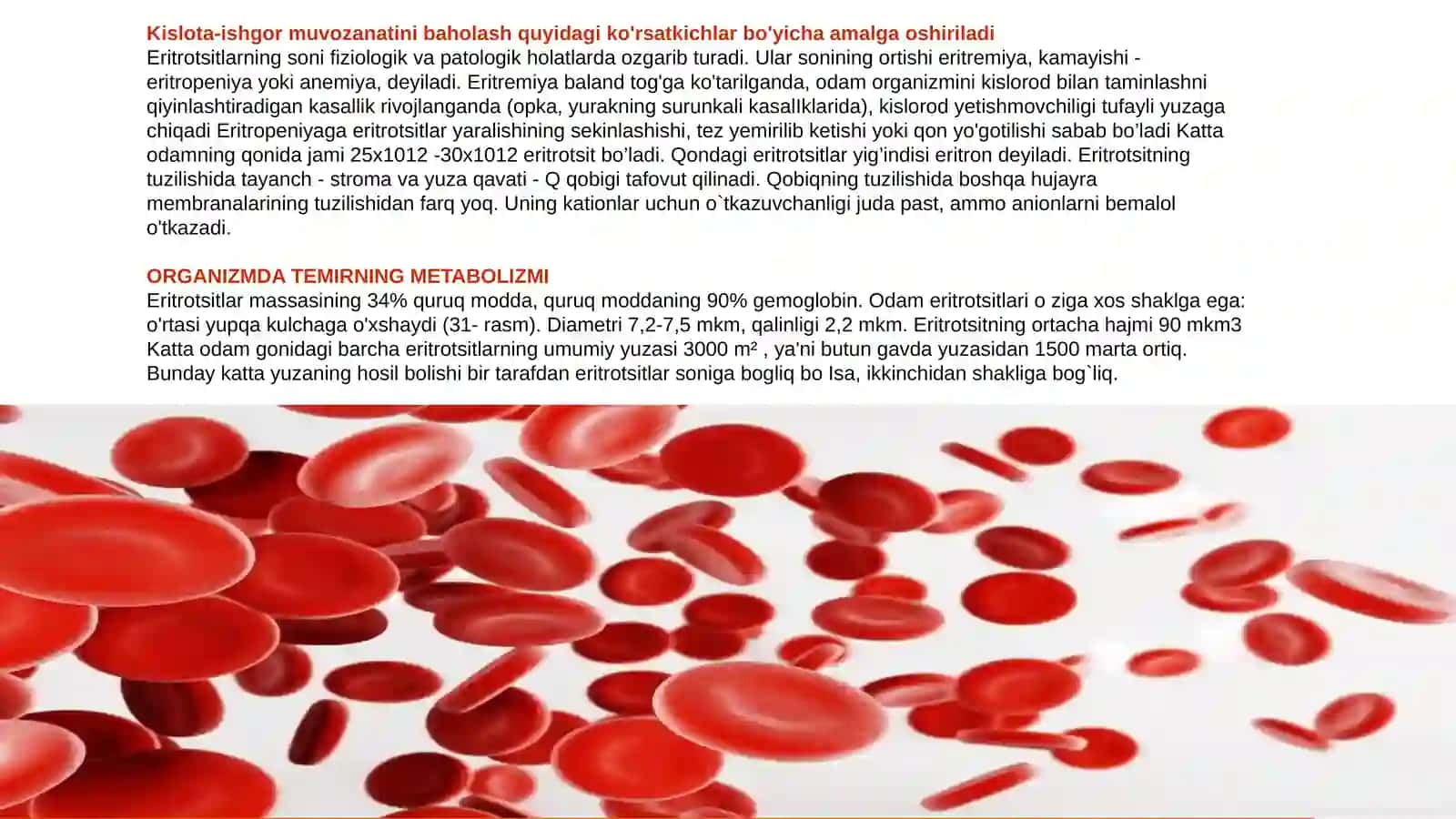Eritrotsitlar .Gemoglobin va uning turlari 2
