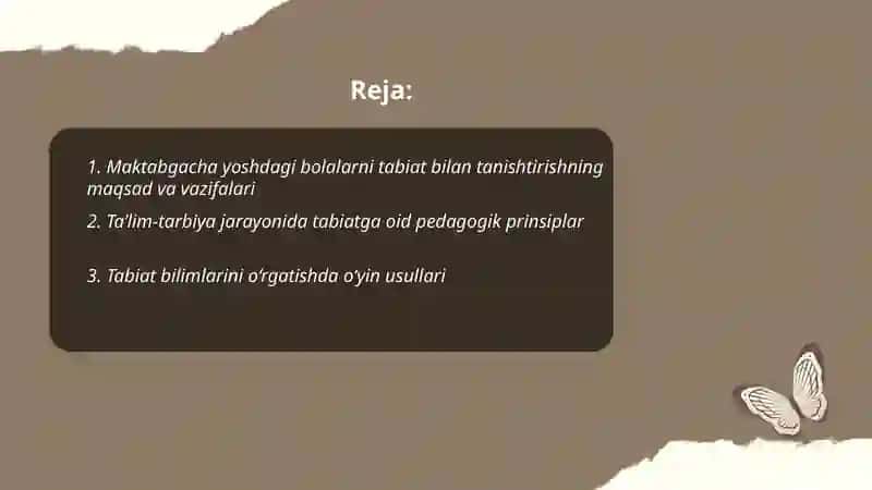 Maktabgacha yoshdagi bolalarni tabiat bilan tanishtirish vazifalar va metodlar 2