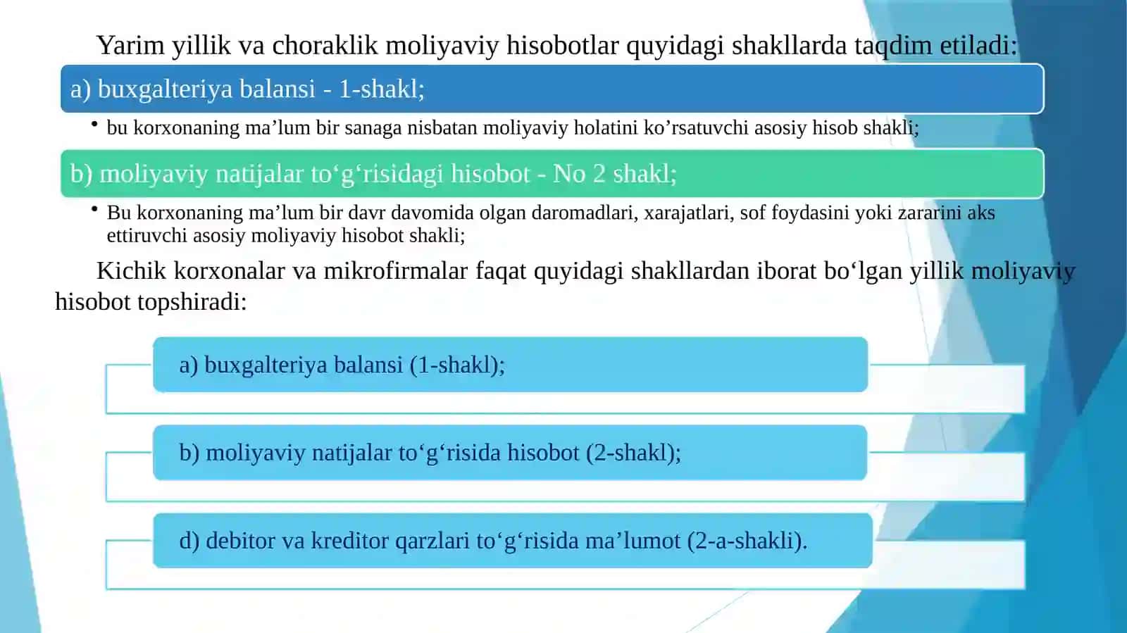 Moliyaviy hisobot sanasidan song roy beradigan holatlar 2