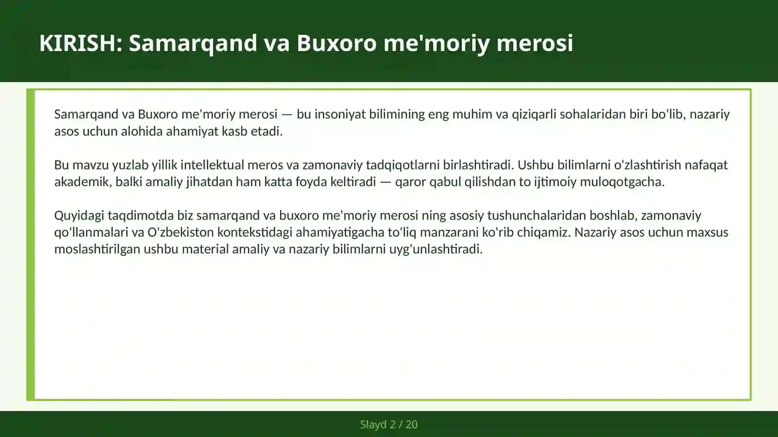 Samarqand va Buxoro me'moriy merosi 2