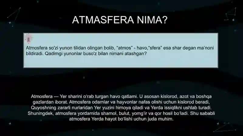 Atmasfera dars ishlanma 2