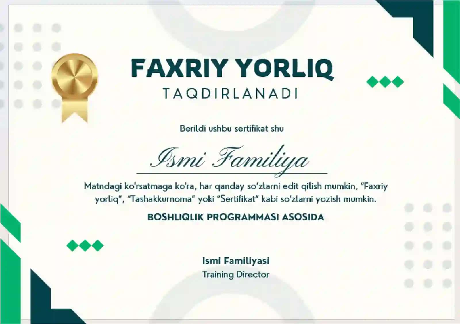 Faxriy Yorliq 2