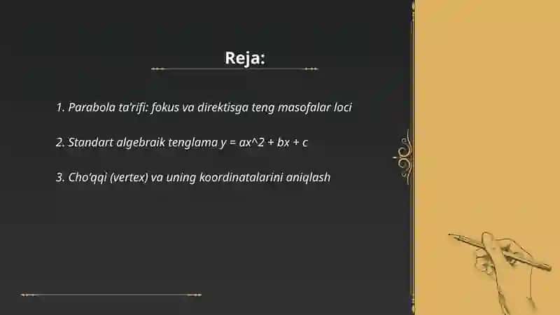 Parabola va uning xossalari 2